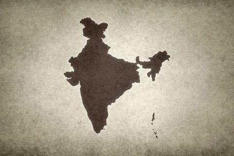 Map of India on an paper Stock Illustration
