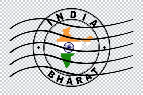 Map of India, Postal Passport Stamp, Travel Stamp Stock Illustration
