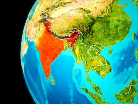Map of India in red Stock Illustration
