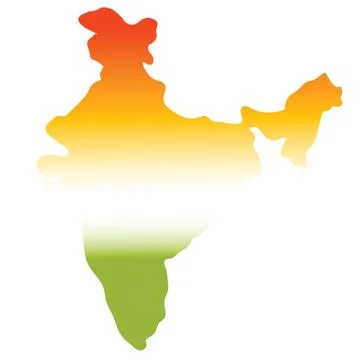 Map of india in tri colours, green, white, orange Stock Illustration