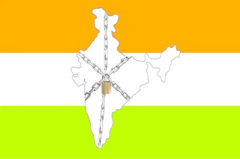 Map of india under lock and chains Stock Illustration
