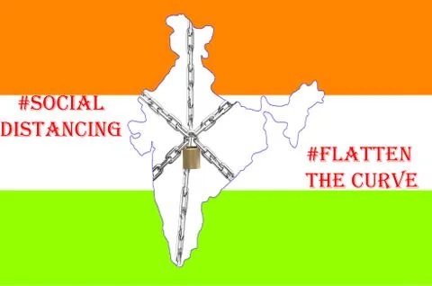 Map of india under lock and chains Stock Illustration