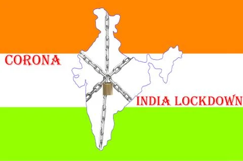 Map of india under lock and chains Stock Illustration