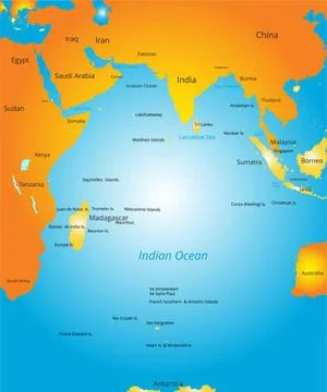 Map of Indian ocean region Vector color map of Indian ocean region Copyrig... Stock Photos