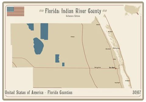 Map of Indian River County in Florida Illustrazione stock