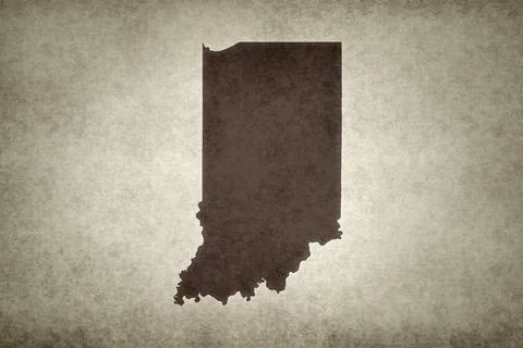 Map of Indiana printed on a paper Stock Illustration