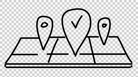 Map indicator icon line drawing illustration animation with transparent Stock Footage 43694236