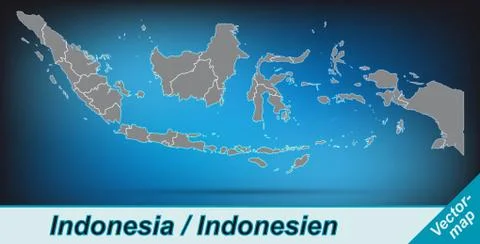 Map of indonesia with borders in bright gray Illustrazione stock