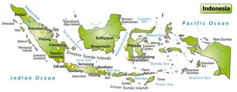 Map of indonesia as an overview map in green Stock Illustration