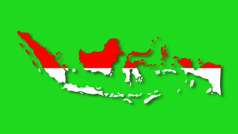 Map of Indonesia with Red and White Flag on Green Screen Background for Ind.. Stock Illustration