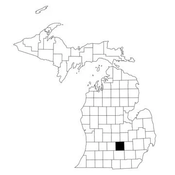Map of Ingham County in Michigan state on white background. single County m.. Stock Illustration