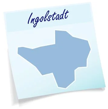 Map of ingolstadt as sticky note Stock Illustration