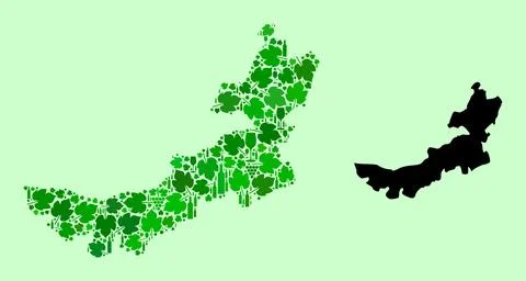 Map of Inner Mongolia - Mosaic of Wine and Grapes Leaves Stock Illustration