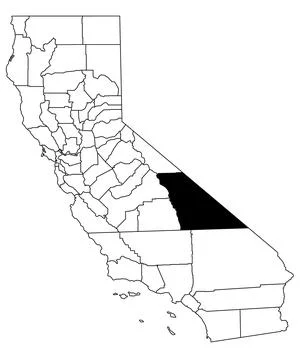 Map of Inyo County in California state on white background. single County m.. Stock Illustration