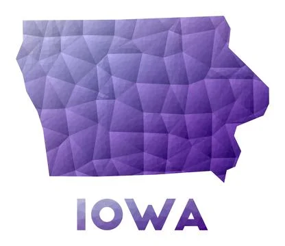 Map of Iowa. Low poly illustration of the us state. Purple geometric design.. Stockillustratie