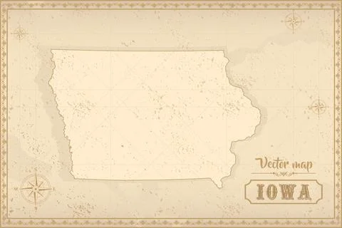 Map of Iowa in the old style Stock Illustration