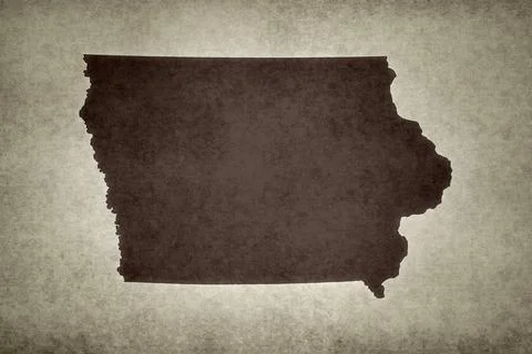 Map of Iowa on a paper Stock Illustration