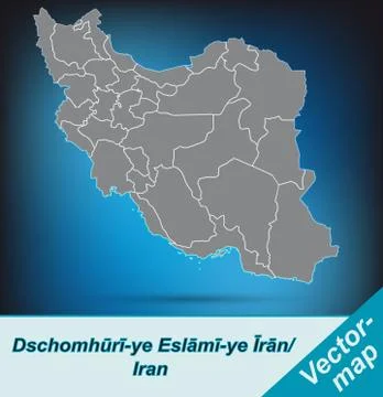 Map of iran with borders in bright gray Stock Illustration