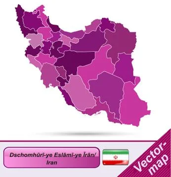 Map of iran with borders in violet Stock Illustration