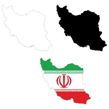 Map of Iran. Flag of Iran maps territory. Outline map Iran. Stock Illustration