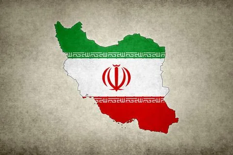 Map of Iran with its flag on a paper Stock Illustration