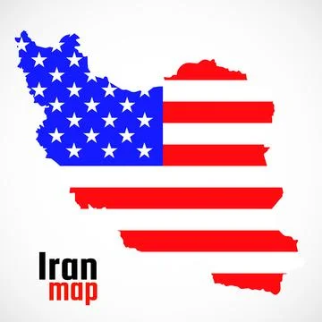 Map of Iran with the usa flag inside isolated on white background イラスト素材
