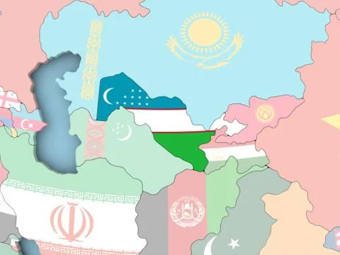 Map of Iraq with flag on globe Stock Illustration