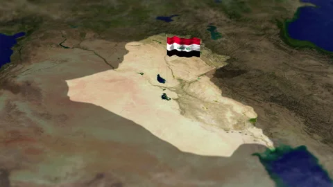 Map of Iraq with Iraqi flag Stock-Footage 231395749