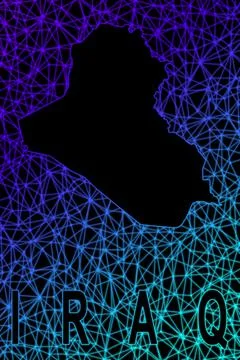 Map of Iraq, Polygonal mesh line map Illustrazione stock