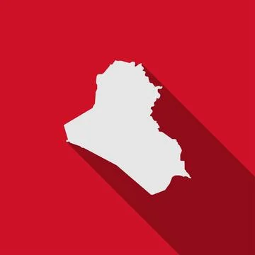 Map of Iraq on red Background with long shadow Stock Illustration