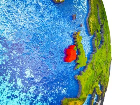 Map of Ireland on 3D Earth Stock Illustration