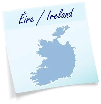 Map of ireland as sticky note Stock Illustration