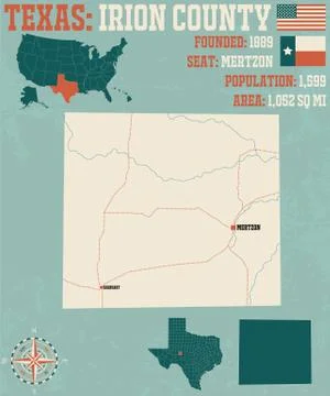 Map of Irion County in Texas Stock Illustration