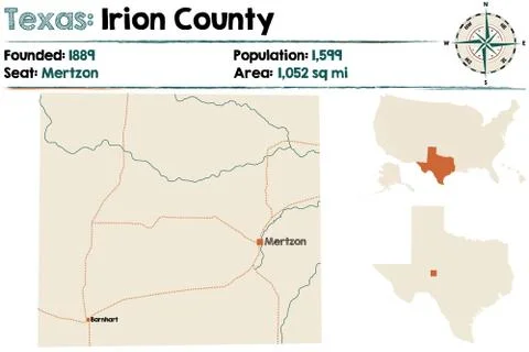 Map of Irion County in Texas Stock Illustration
