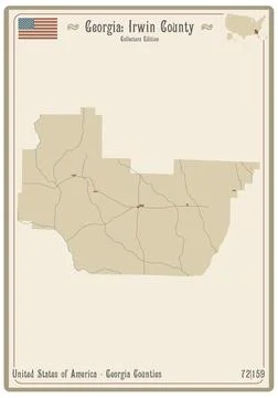 Map of Irwin County in Georgia Stock Illustration
