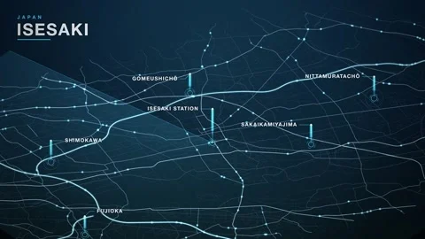 Map of Isesaki Stock Footage 340992935
