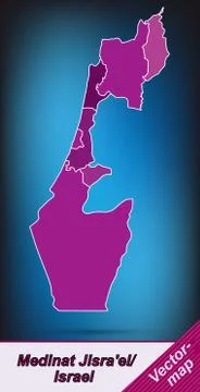 Map of israel with borders in violet Stock Illustration