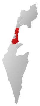 Map of Israel, Central District highlighted Political map of Israel with t... Foto stock