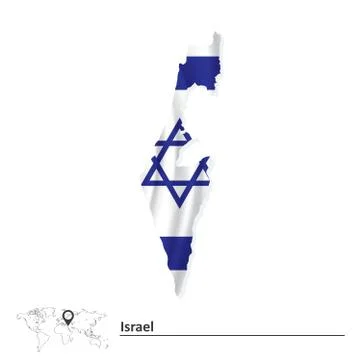 Map of Israel with flag Stock Illustration