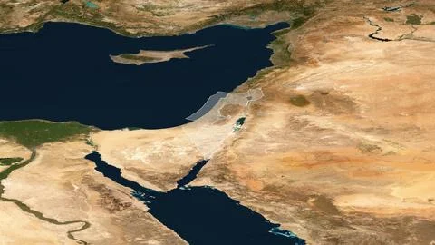 Map of Israel with highlighted territory and maritime borders Stock Illustration