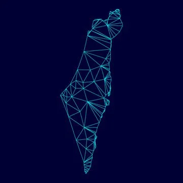 Map of Israel low poly triangulation triangulated polygonal electric cyan b.. Stock Illustration