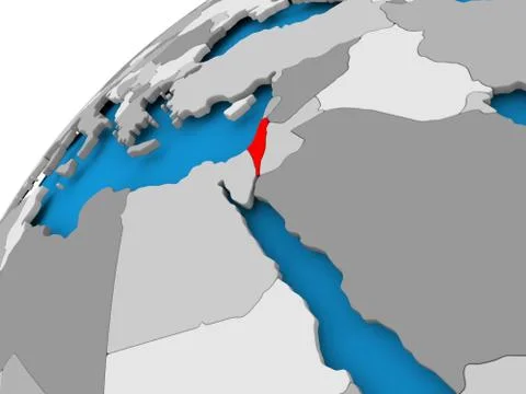 Map of Israel in red Stock Illustration