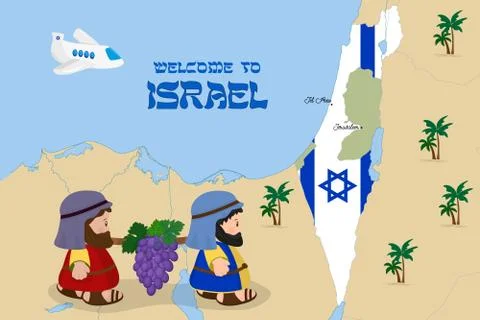 Map of Israel with two spies Stock Illustration