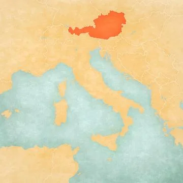 Map of Italian Peninsula - Austria Stock Illustration