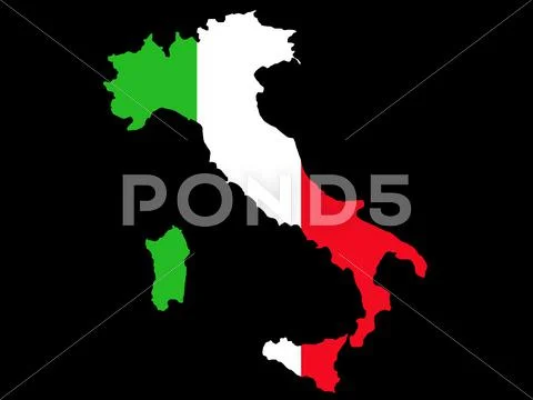 Map of italy and flag Stock Illustration
