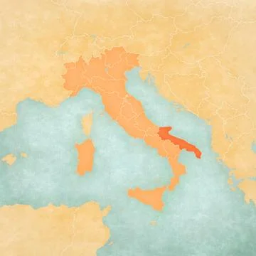 Map of Italy - Apulia Stock Illustration