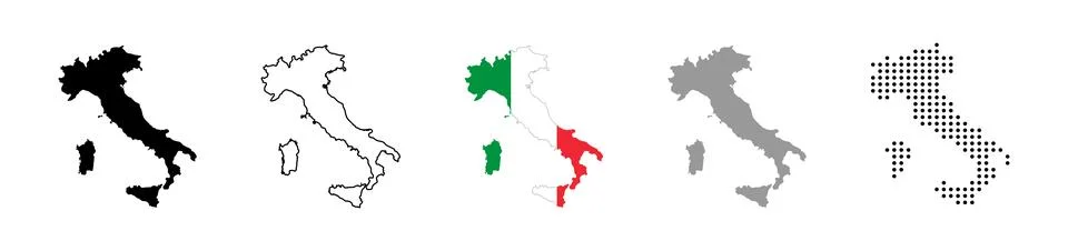 Map of Italy in different styles. Vector illustration 스톡 일러스트