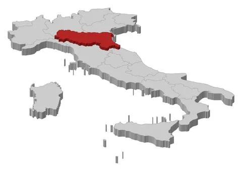Map of Italy, Emilia-Romagna highlighted Political map of Italy with the s... Stock Photos