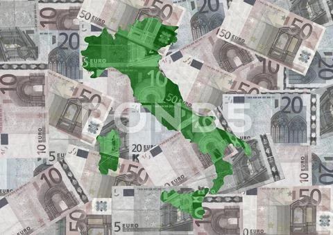 Map of italy with euros Stock Illustration
