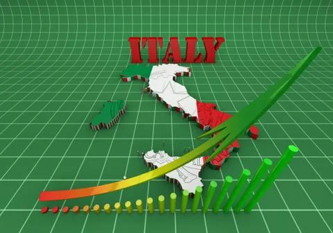 Map of italy with flag Stock-Illustration